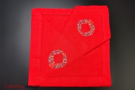 Christmas napkin set - Holly embroidery